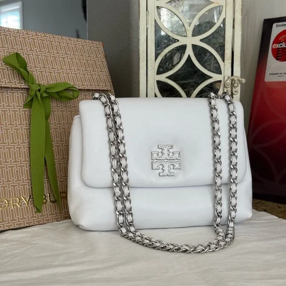 Bags Tory Burch Britten Leather Puffy Small Shoulder Bag, Optic White, 548 - Picture 4 of 8